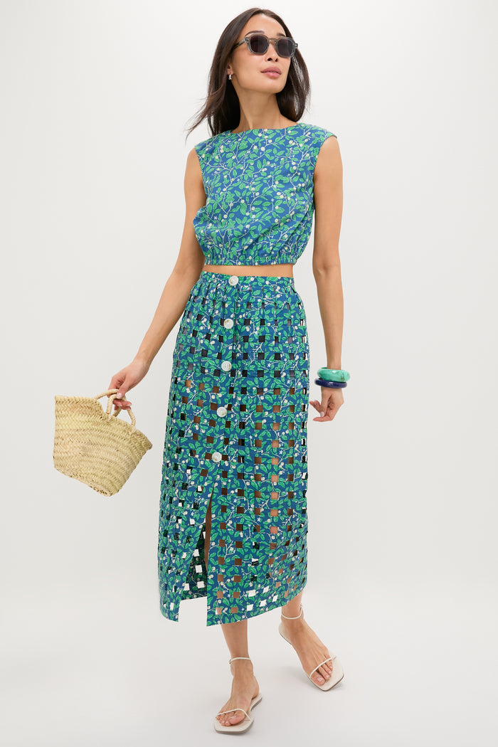 Dark Blue Limes Cinched Top