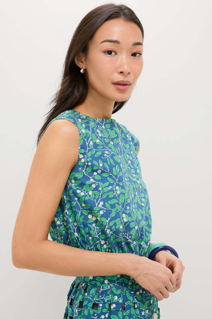 Dark Blue Limes Cinched Top