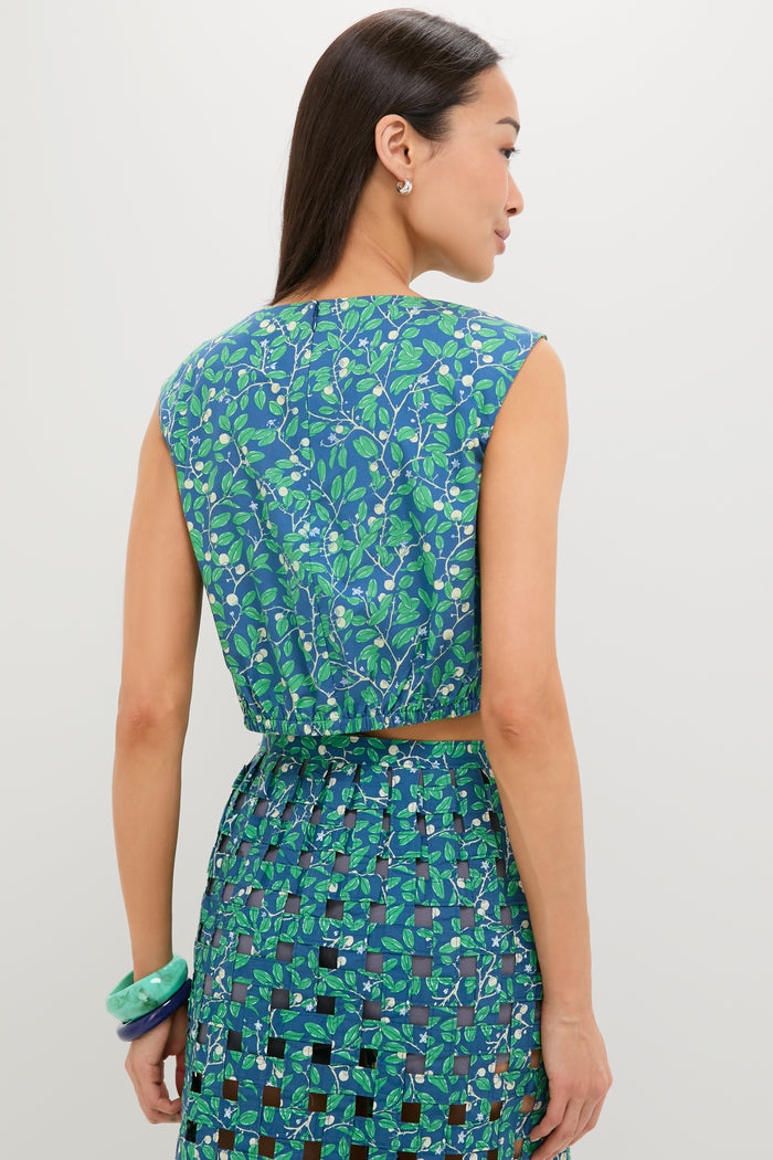 Dark Blue Limes Cinched Top