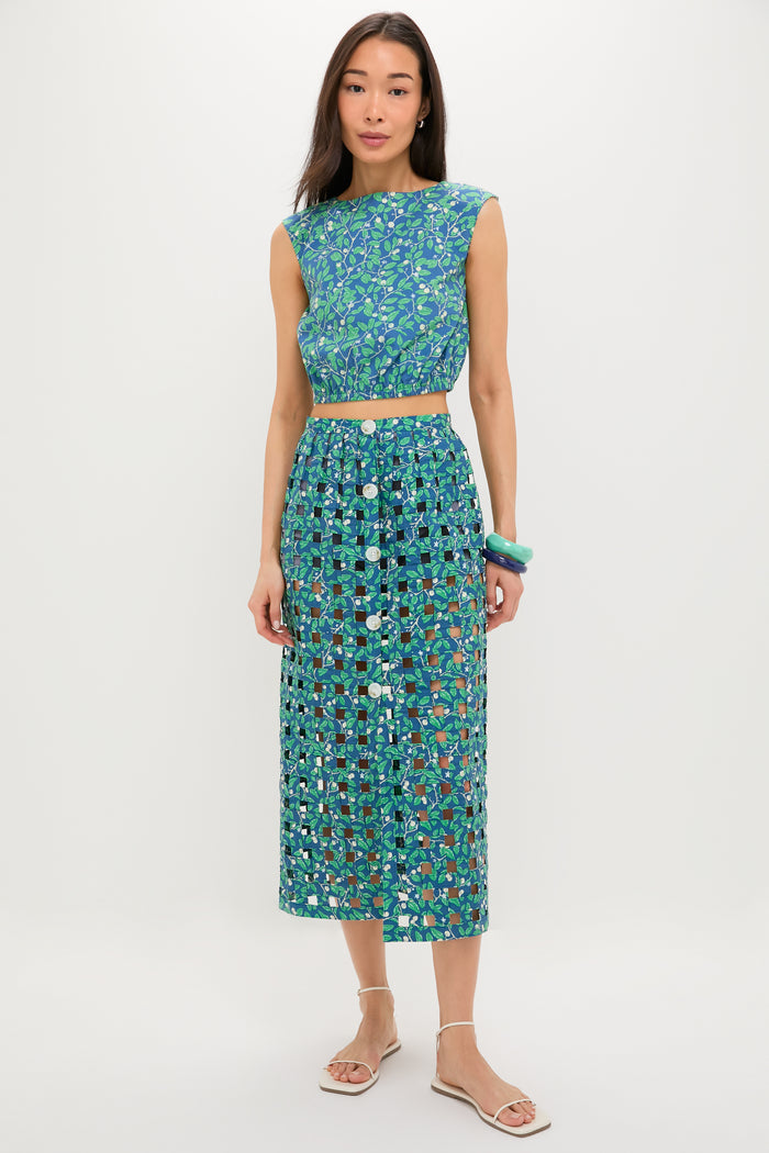 Dark Blue Limes Cinched Top