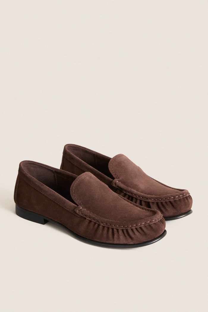 Dark Brown Suede Mazle Loafers