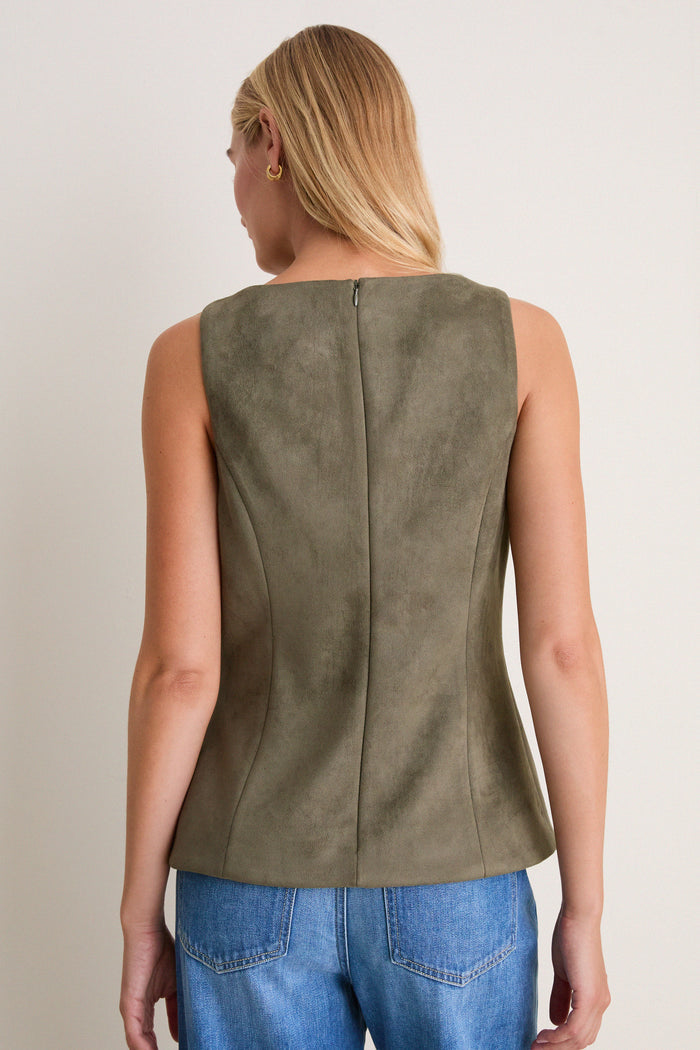 Dark Green Faux Suede Franz Top