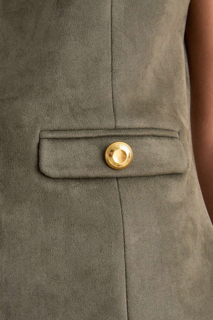 Dark Green Faux Suede Franz Top