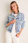 Denim Removable Fur Collar Sherwood Jacket