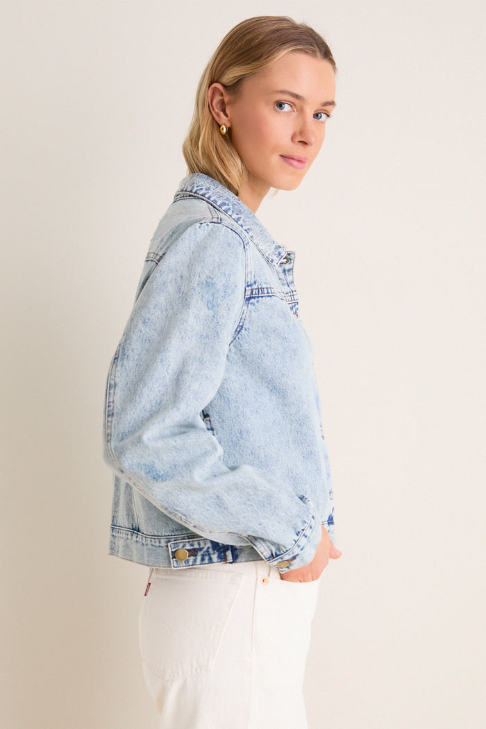 Denim Removable Fur Collar Sherwood Jacket
