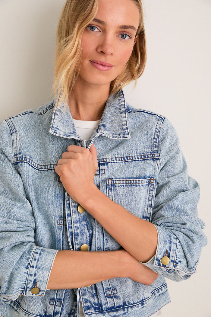 Denim Removable Fur Collar Sherwood Jacket