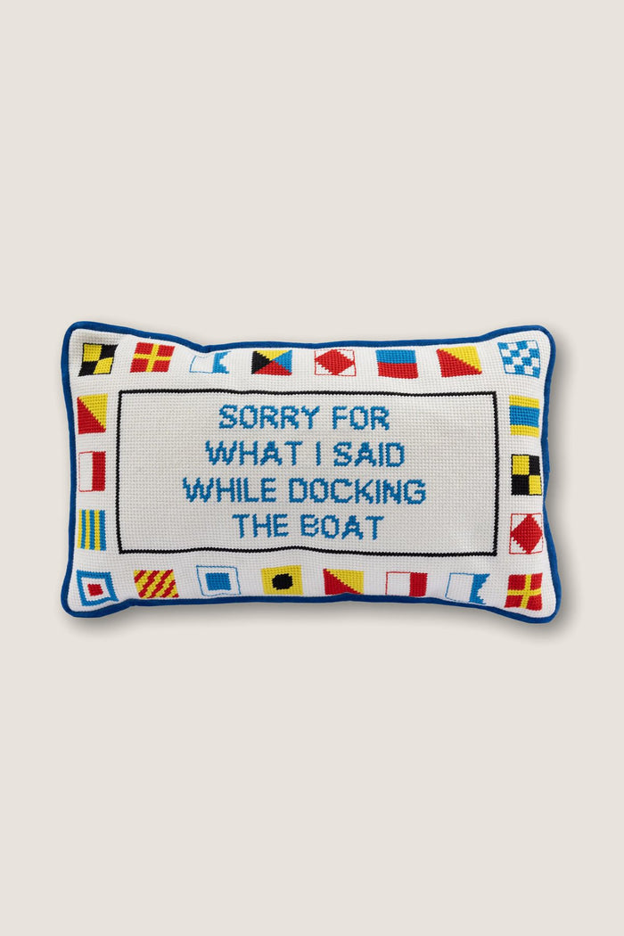 Docking the Boat Needlepoint Pillow
