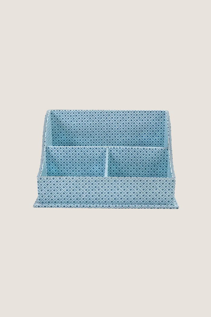 Dot and Grid Blue Block Printed Wave Letter Sorter