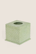 Dot and Grid Green Screen Printed Square Tissue Box