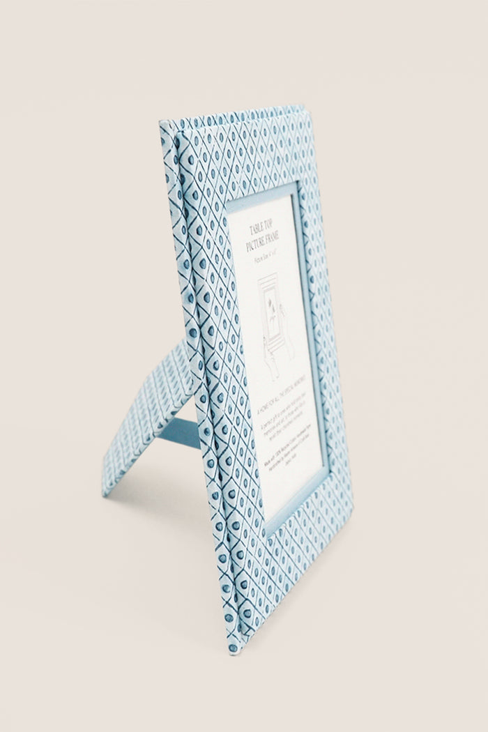 Dot and Grid Indigo Screen Printed Tabletop Picture Frame