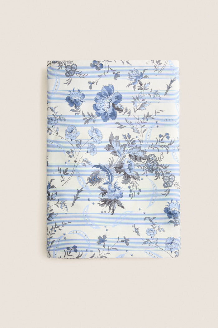 Dusty Blue Powder Room Chintz Tablecloth