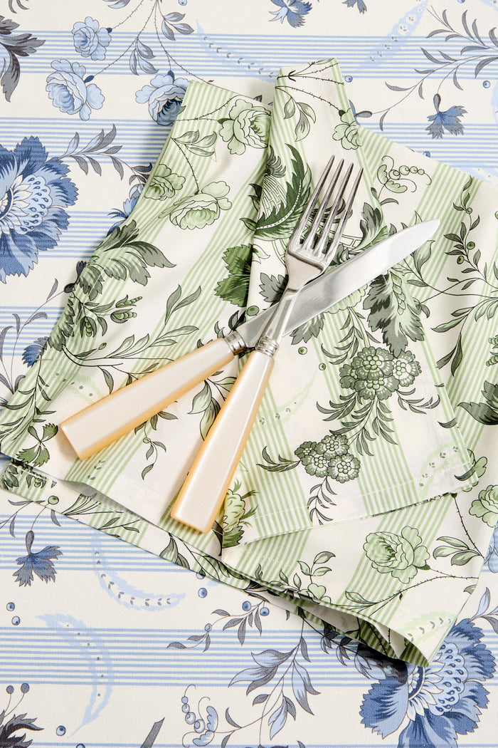 Dusty Blue Powder Room Chintz Tablecloth