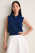 East Side Royal Cotton Sleeveless Polo Knit