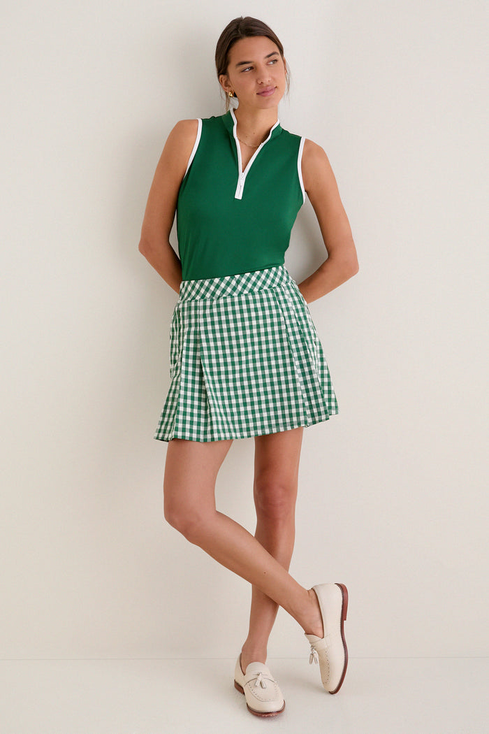 Eden Green Gingham 16 Inch Performance Seersucker Park Golf Skirt