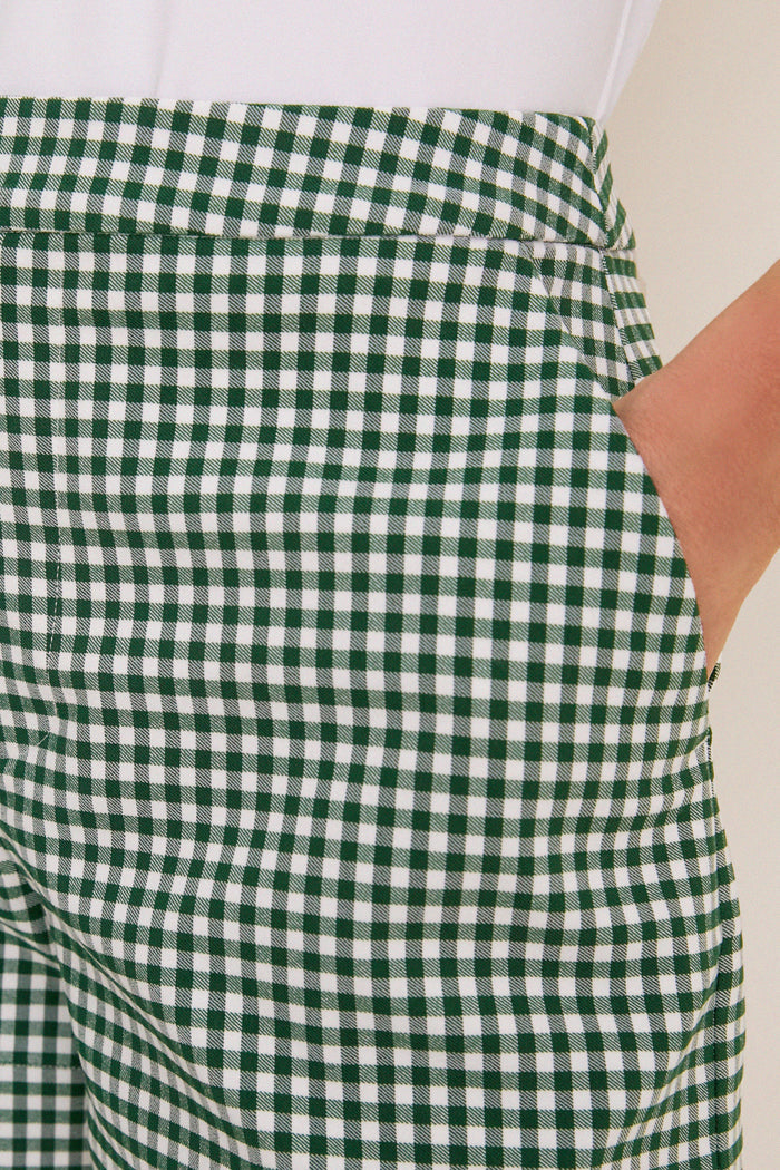 Eden Green Gingham Performance Stretch Woven Ruth Golf Short