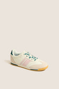 Egret with Dark Teal Revival Nylon Suede Sneakers