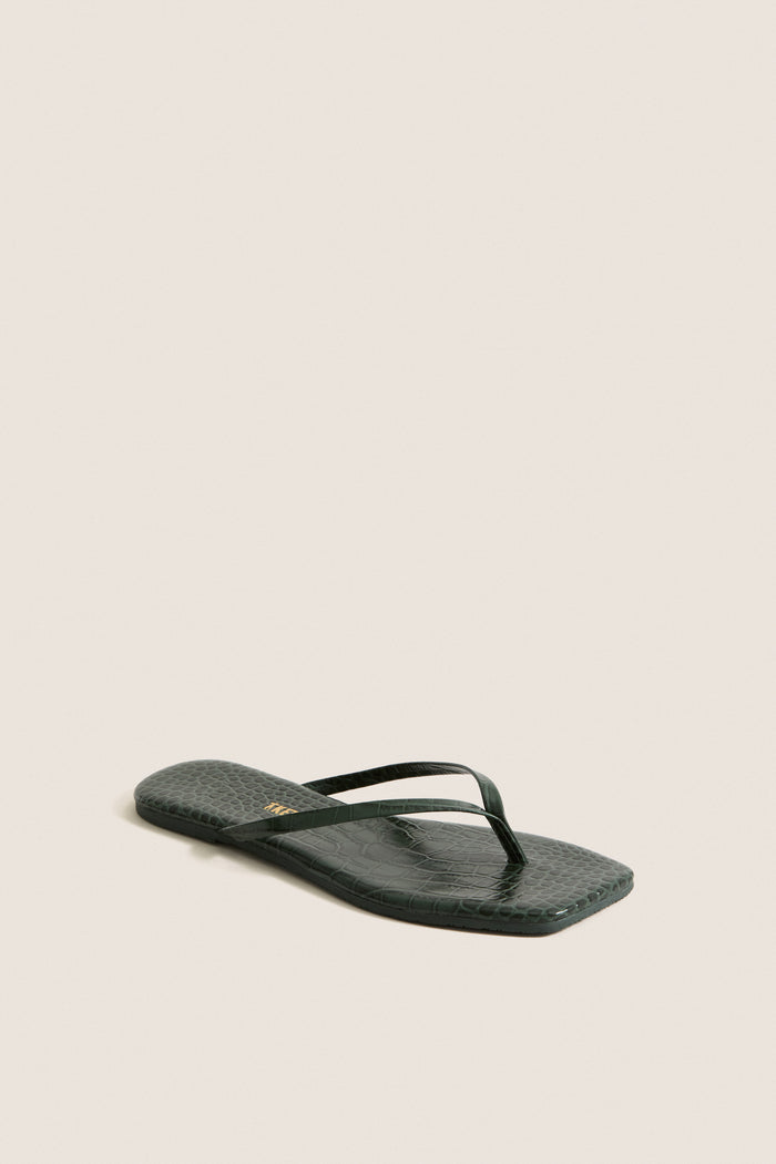Emerald Croc Square Toe Lily Flip Flops
