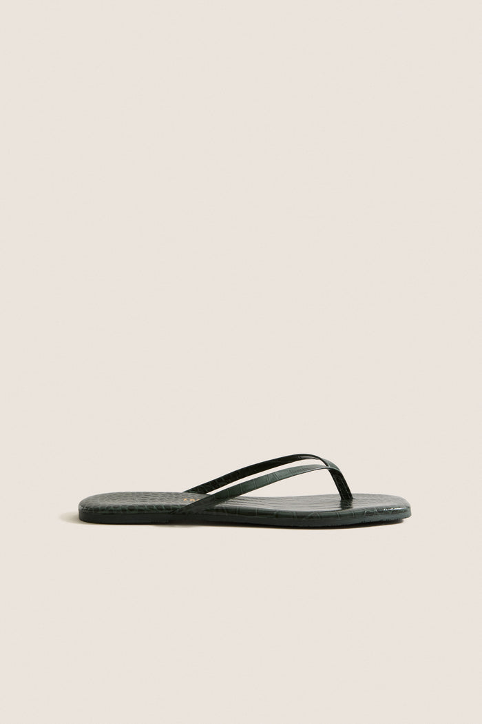 Emerald Croc Square Toe Lily Flip Flops