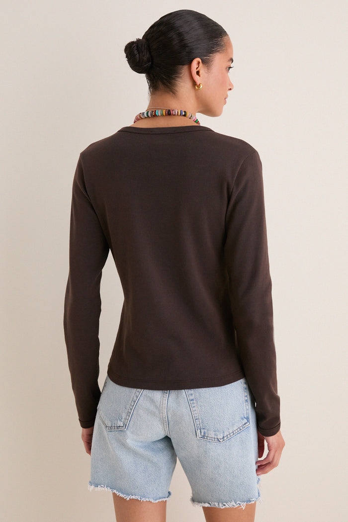 Espresso Ribbed Long Sleeve Sally Tee