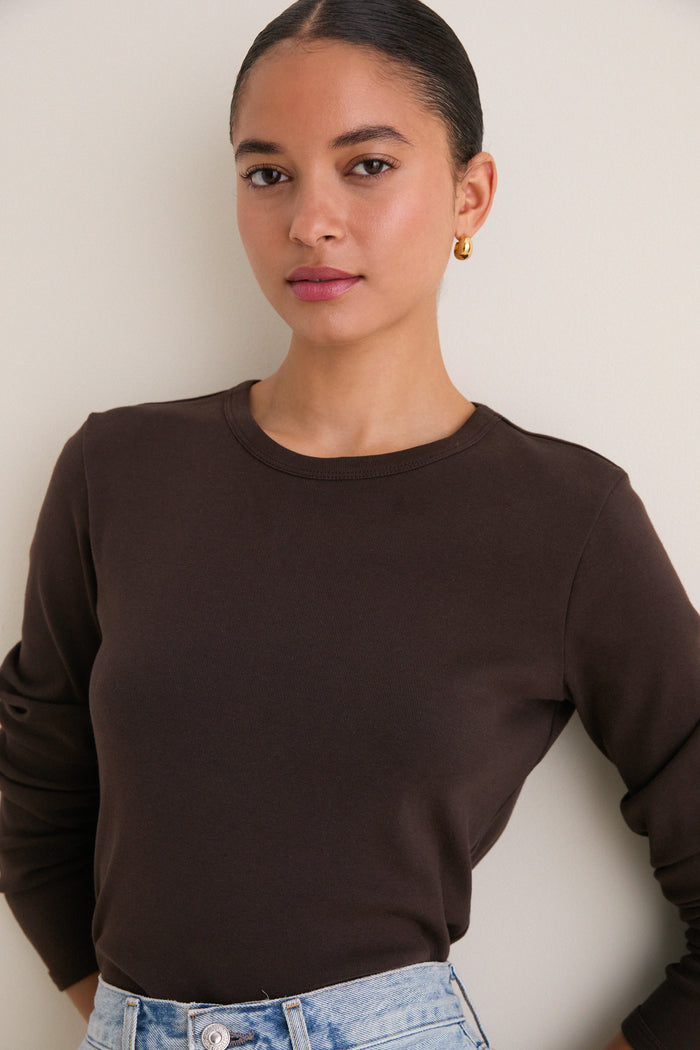 Espresso Ribbed Long Sleeve Sally Tee