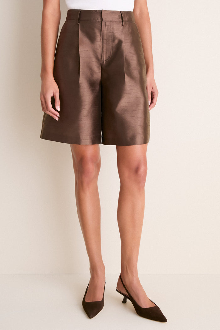 Espresso Taffeta Zola Bermuda Shorts