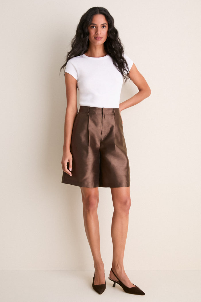 Espresso Taffeta Zola Bermuda Shorts