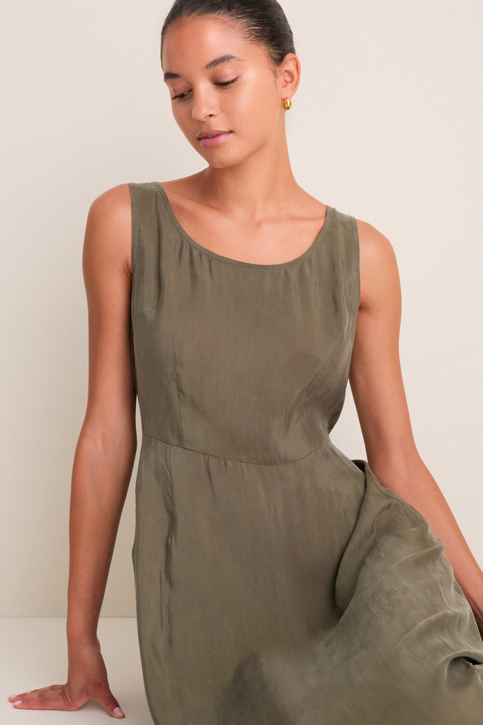 Evergreen Cupro Roma Midi Dress