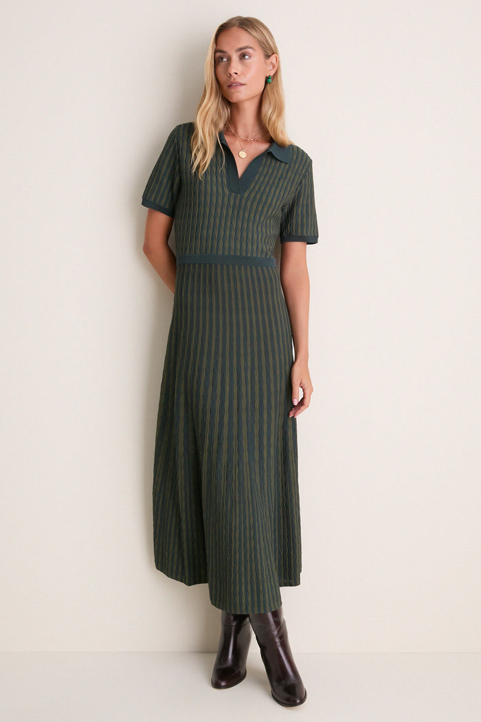 Evergreen Knit Maude Polo Dress
