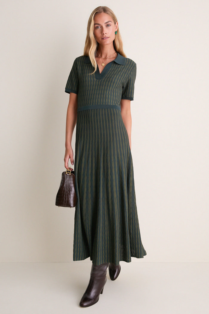 Evergreen Knit Maude Polo Dress