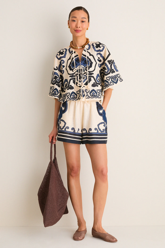 Exclusive Cream Blaise Print Shorts