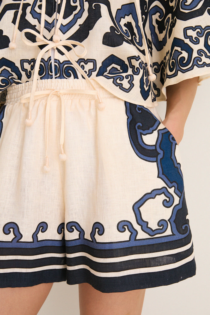 Exclusive Cream Blaise Print Shorts