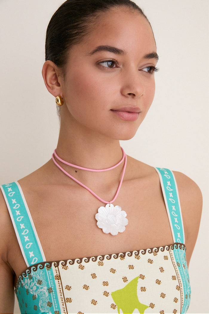 Exclusive Mother of Pearl Daisy Cord Necklace