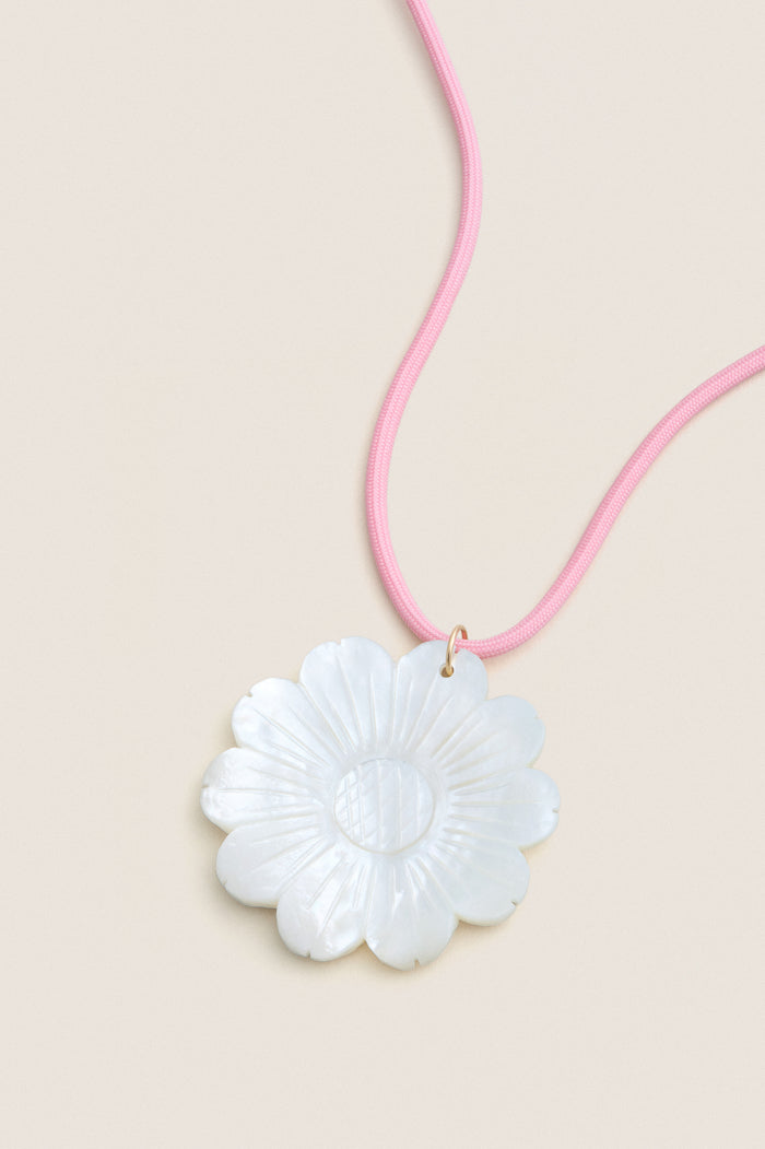 Exclusive Mother of Pearl Daisy Cord Necklace