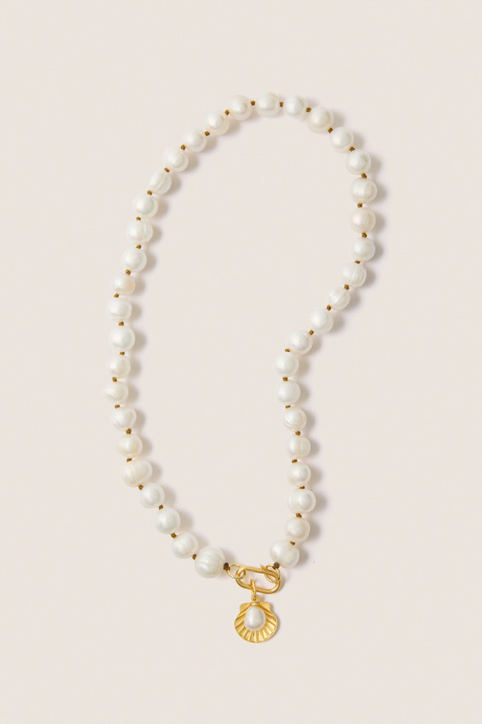 Exclusive Pearl Necklace with Scallop and Pearl Charm