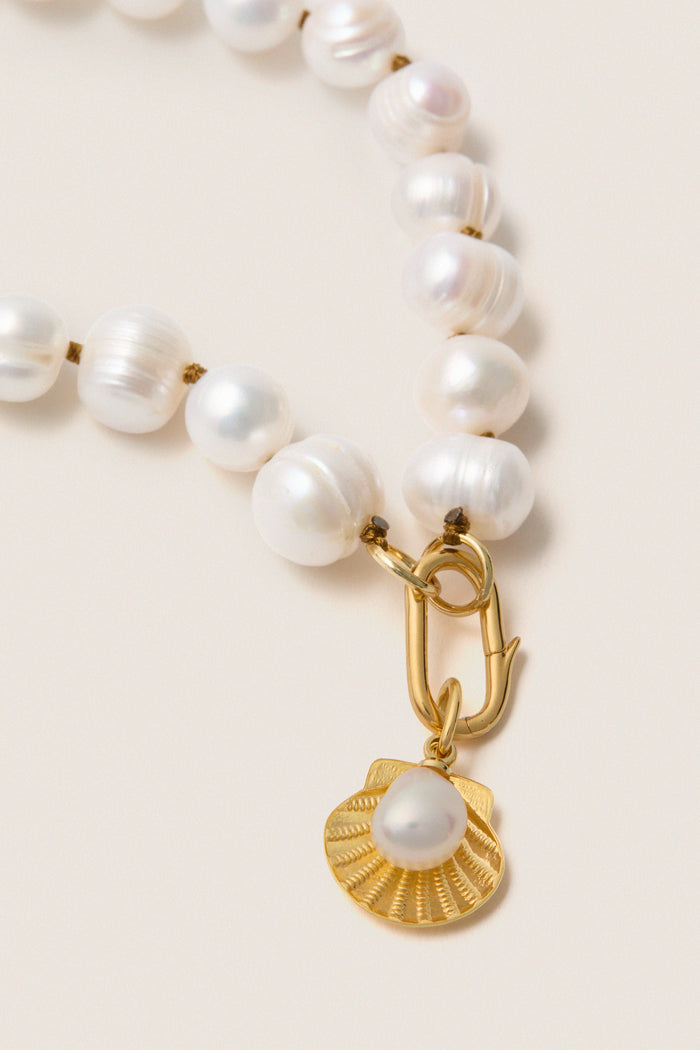 Exclusive Pearl Necklace with Scallop and Pearl Charm