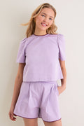 Exclusive Purple Oxford with Plum Piping Lee Top