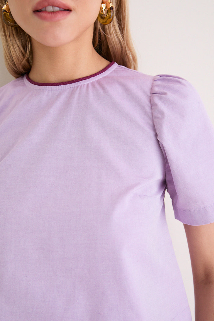 Exclusive Purple Oxford with Plum Piping Lee Top