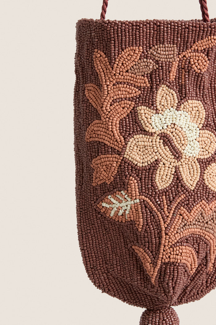 Fawn Floral Beaded Bag