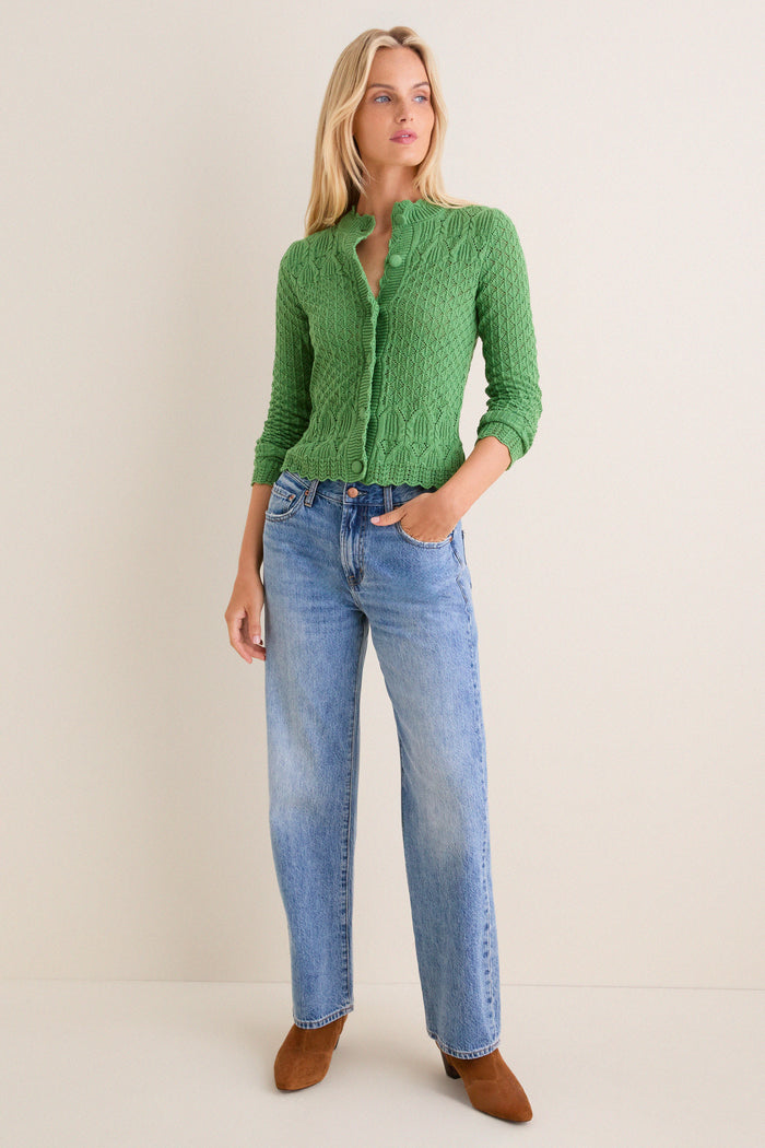 Fern Green Pointelle Capucine Cardigan