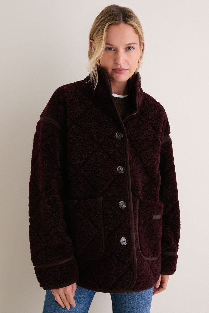 Fig and Ganache Maplewood Fleece Casual Jacket