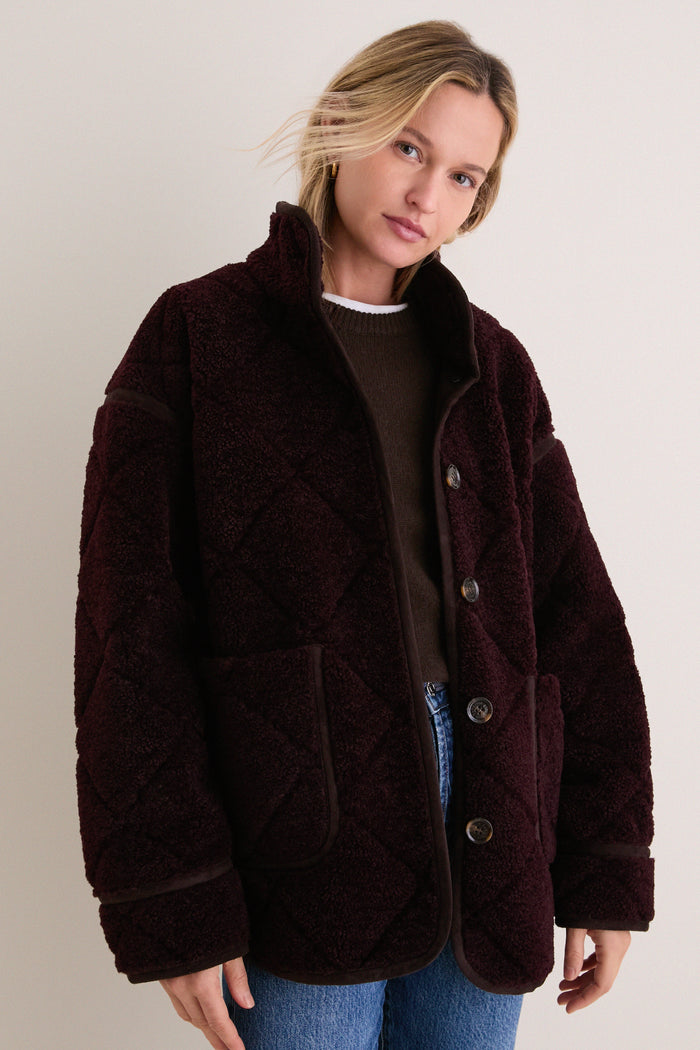 Fig and Ganache Maplewood Fleece Casual Jacket
