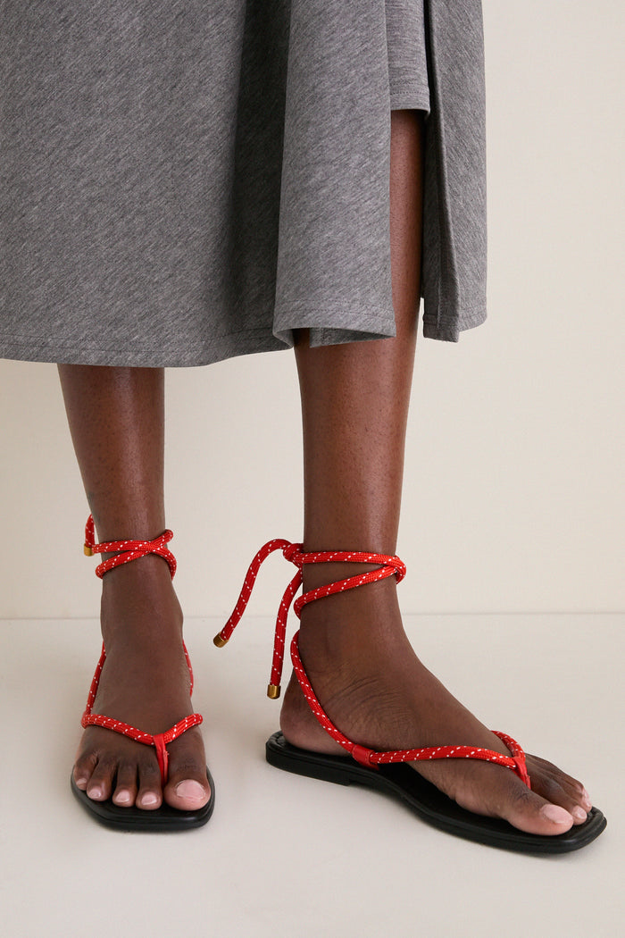 Flame Red Carmina Cord Sandals