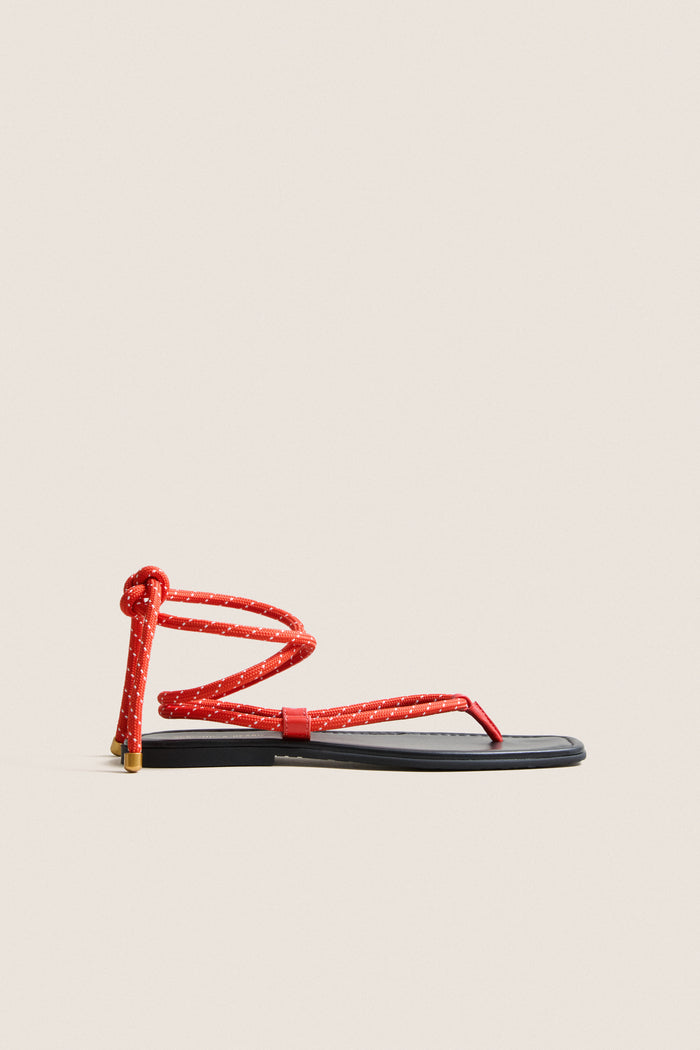 Flame Red Carmina Cord Sandals