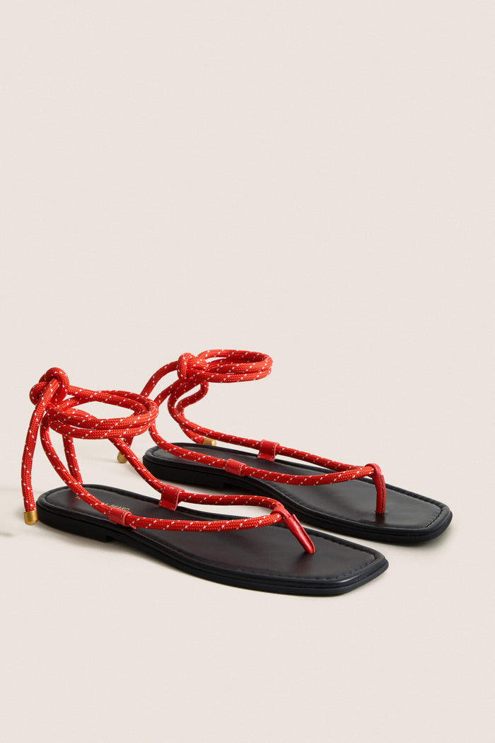 Flame Red Carmina Cord Sandals