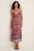 Floral Beauty Tapestry Blush Pink Maxi Slip Dress