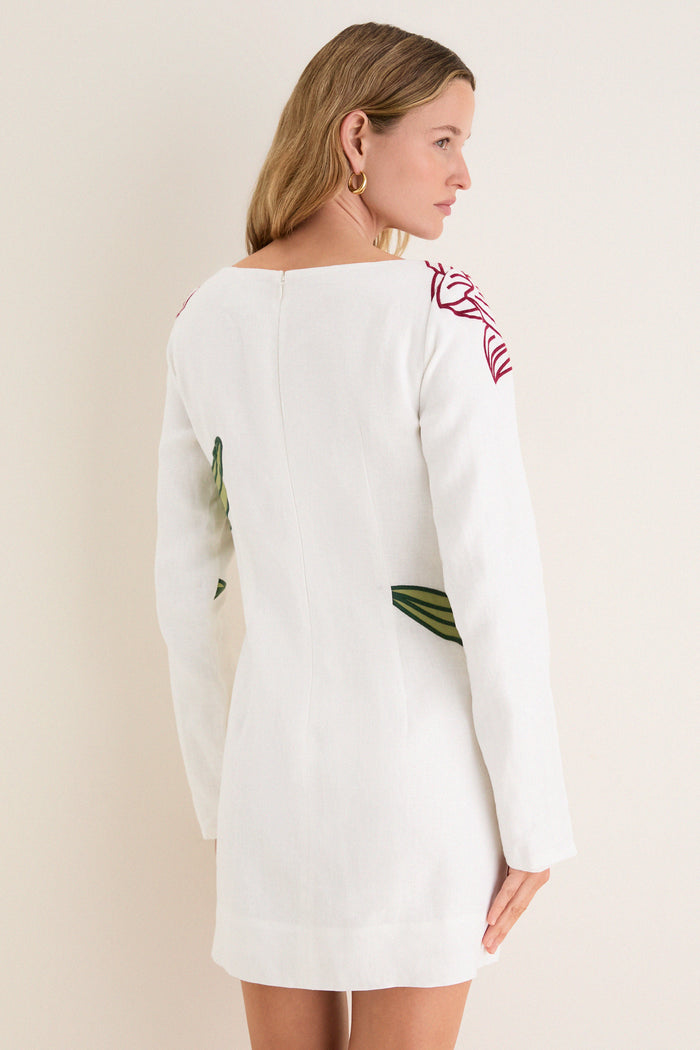 Off-White Flower Long Sleeve Mini Dress