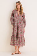 Framboise Floral Long Sleeve Salty Paloma Caftan