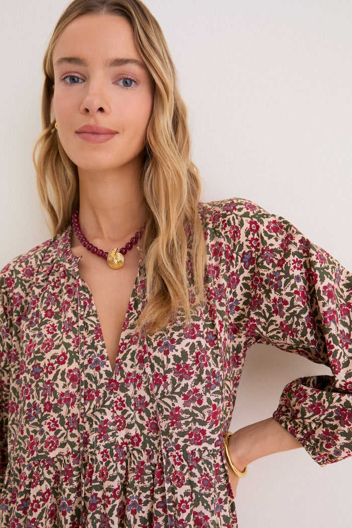 Framboise Floral Long Sleeve Salty Paloma Caftan