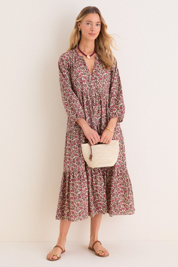 Framboise Floral Long Sleeve Salty Paloma Caftan