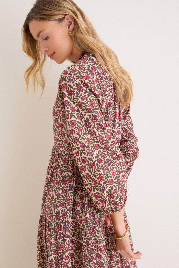 Framboise Floral Long Sleeve Salty Paloma Caftan